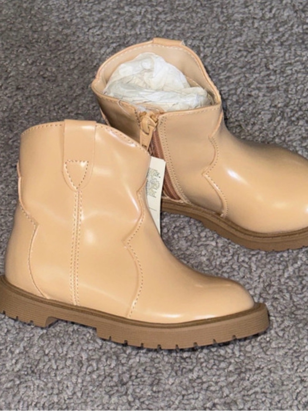 Kids Neutral Tan Western Boots - Stylish Everyday Shoe